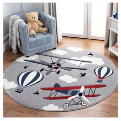  6’7” Round Airplane Rug  (New) 