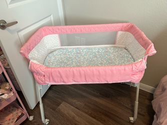 Pink Baby Bassinet with Wheels