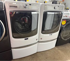 Maytag Front Load Washer & Dryer Set with Pedestals