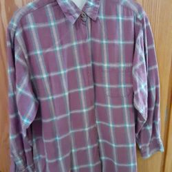 Basic Editon Boy's All Cotton Red Plaid Shirt. Size L 