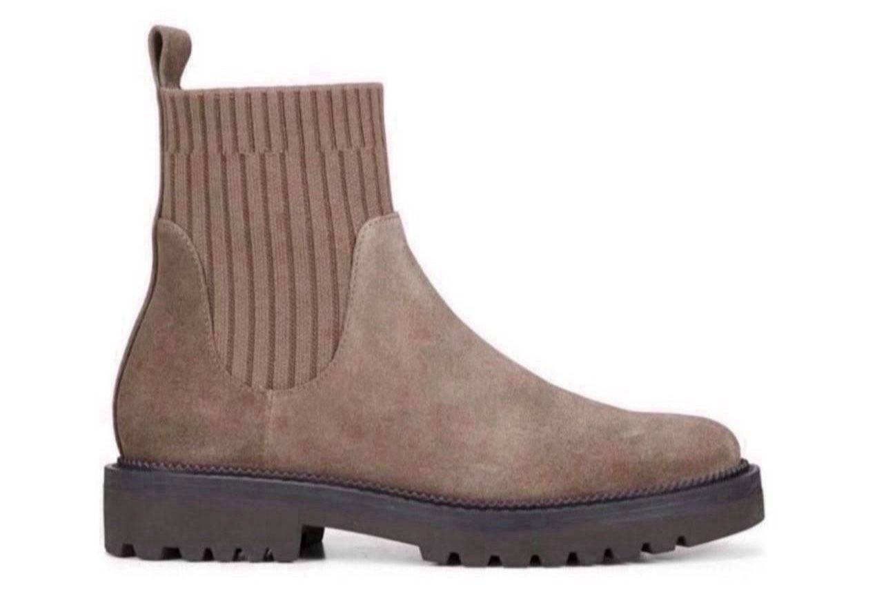 Blondo Hallie Pull On Waterproof Ankle Suede Boot Bootie Dark Taupe In New Condition