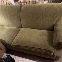 Classic Olive Green Fabric Sofa / Three-Seater Couch
