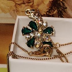 1762, SUENIA ZURICH 14K GP CUBIC ZIRCONIA STONE  NECKLACE , 8"IN 
