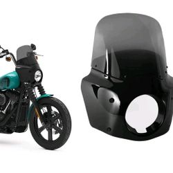 5.75" Headlight Fairing Mask With 13'' Smoke Windshield For Harley 49mm Mounting