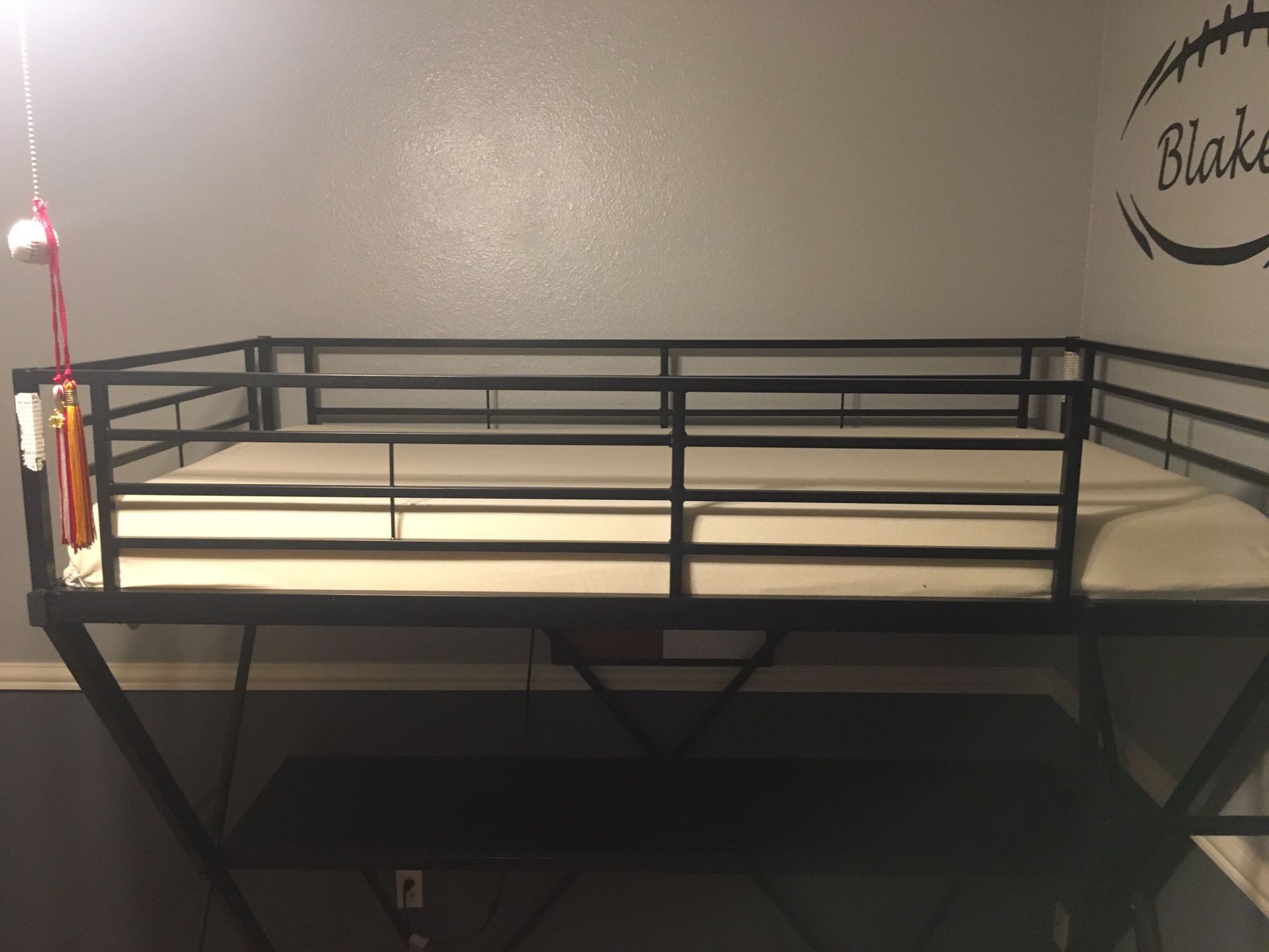 Kids twin loft bed with desk and mattress