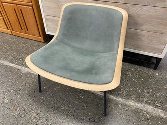 BLU DOT Nonesuch Blonde Upholstered Lounge Chair w/ Greyish Green Cusion