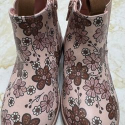 Nordstrom Pink Floral Kids Boots Size 10