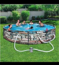 Bestway 56817E 12' x 30" Steel Pro Max Round Steel Frame 5-Person 1,710 Gl AboveGroundSwimming Pool
