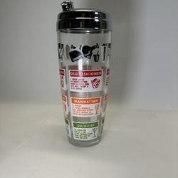 Glass Cocktail Shaker Mixer Hazel Atlas With 12 Recipes Vintage MCM Chrome Lid