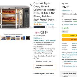 Oster Air Fryer Oven, 10-in-1 Countertop Toaster  