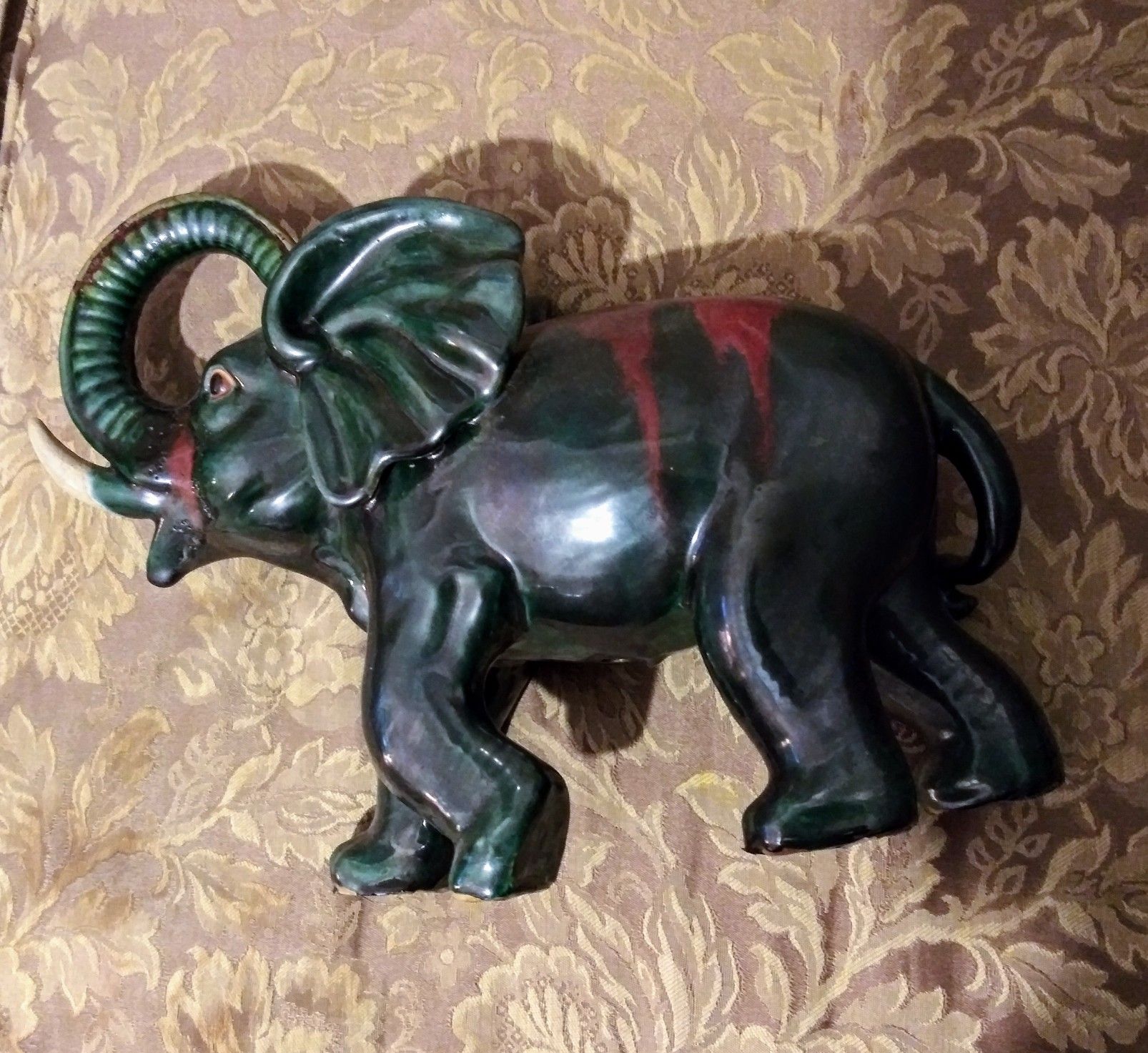 Large Ceramic Elephant with Tusk by Three Hands Corp