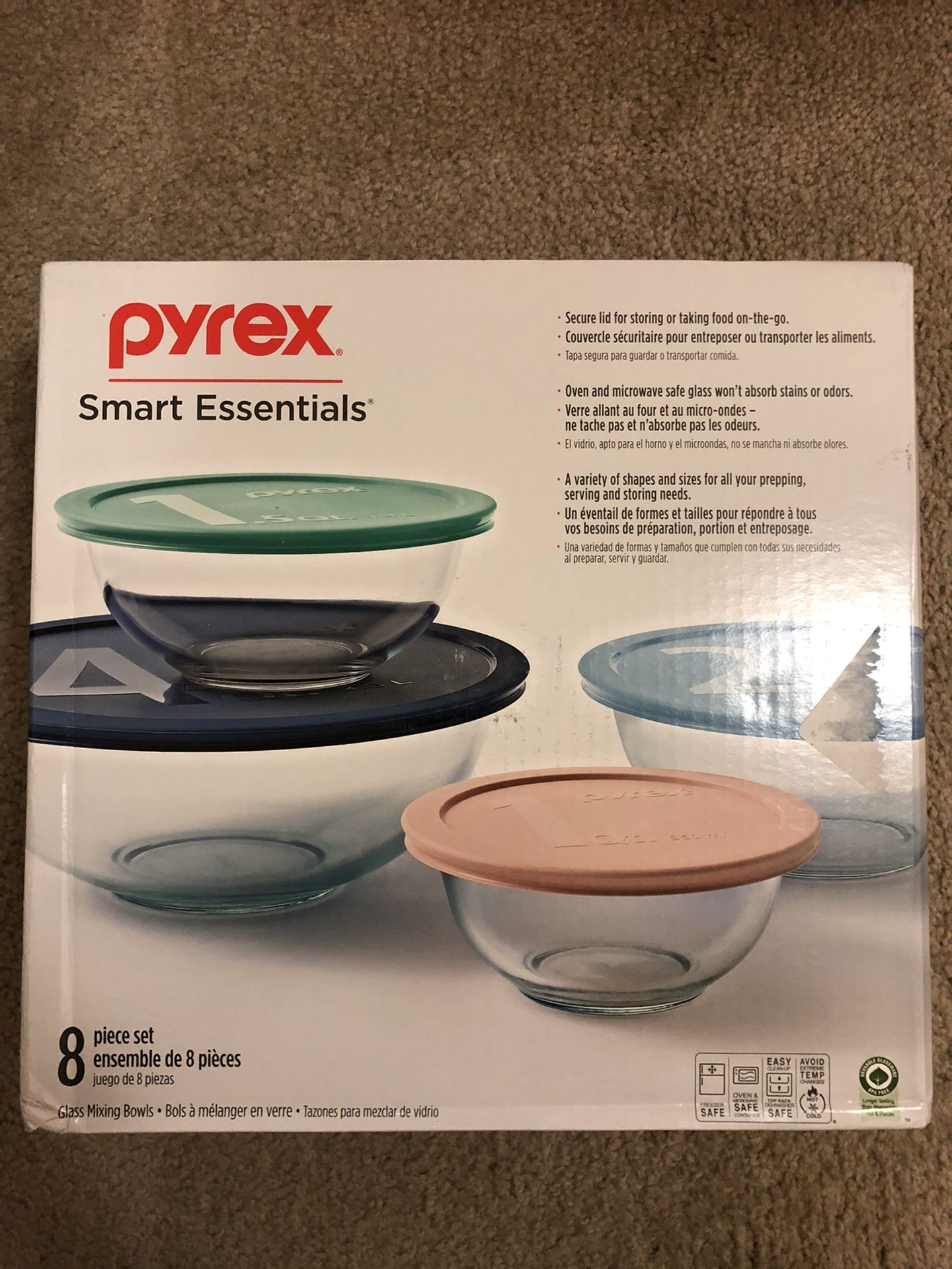 Pyrex smart essentials 8pcs mixing bowl set