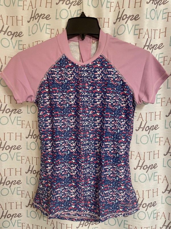 Eddie Bauer Youth Girls Swimming Set, Tee/Short, Size L (14/16)