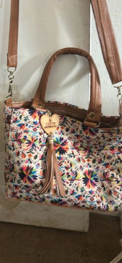 Floral Tote Bag with Crossbody Strap