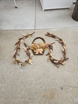 Fall Garland And Hanging Basket.