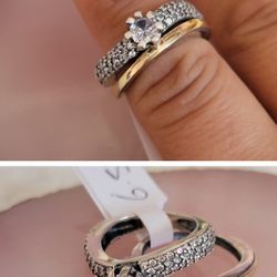 Sterling Silver Rings Set Size 6.5