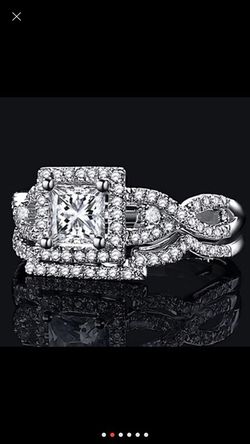 Silver plated cubic zirconia ring size 10