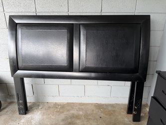 Black Faux Leather Panel Headboard for Queen Bed