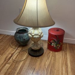 Lamp And Antique Containers
