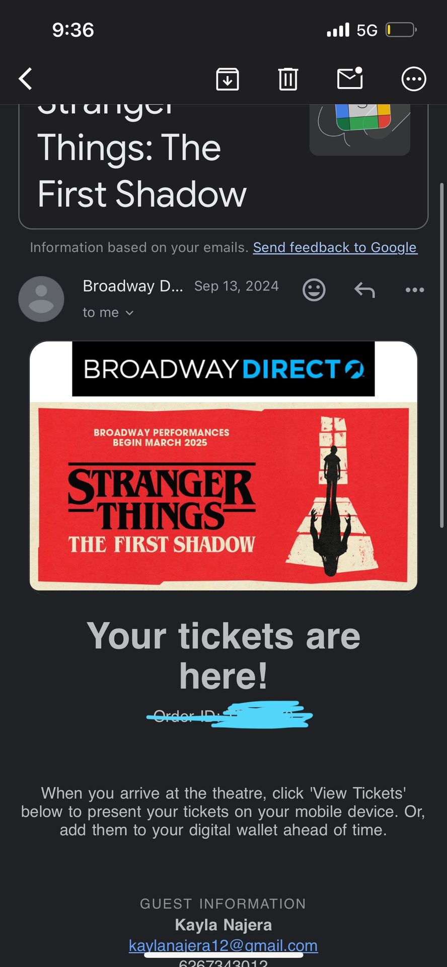 Stranger Things Broadway Ticket