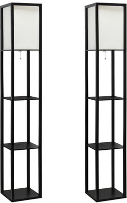 Three Shelf Etagere Organizer Storage Floor Lamp 2 Pack Set
