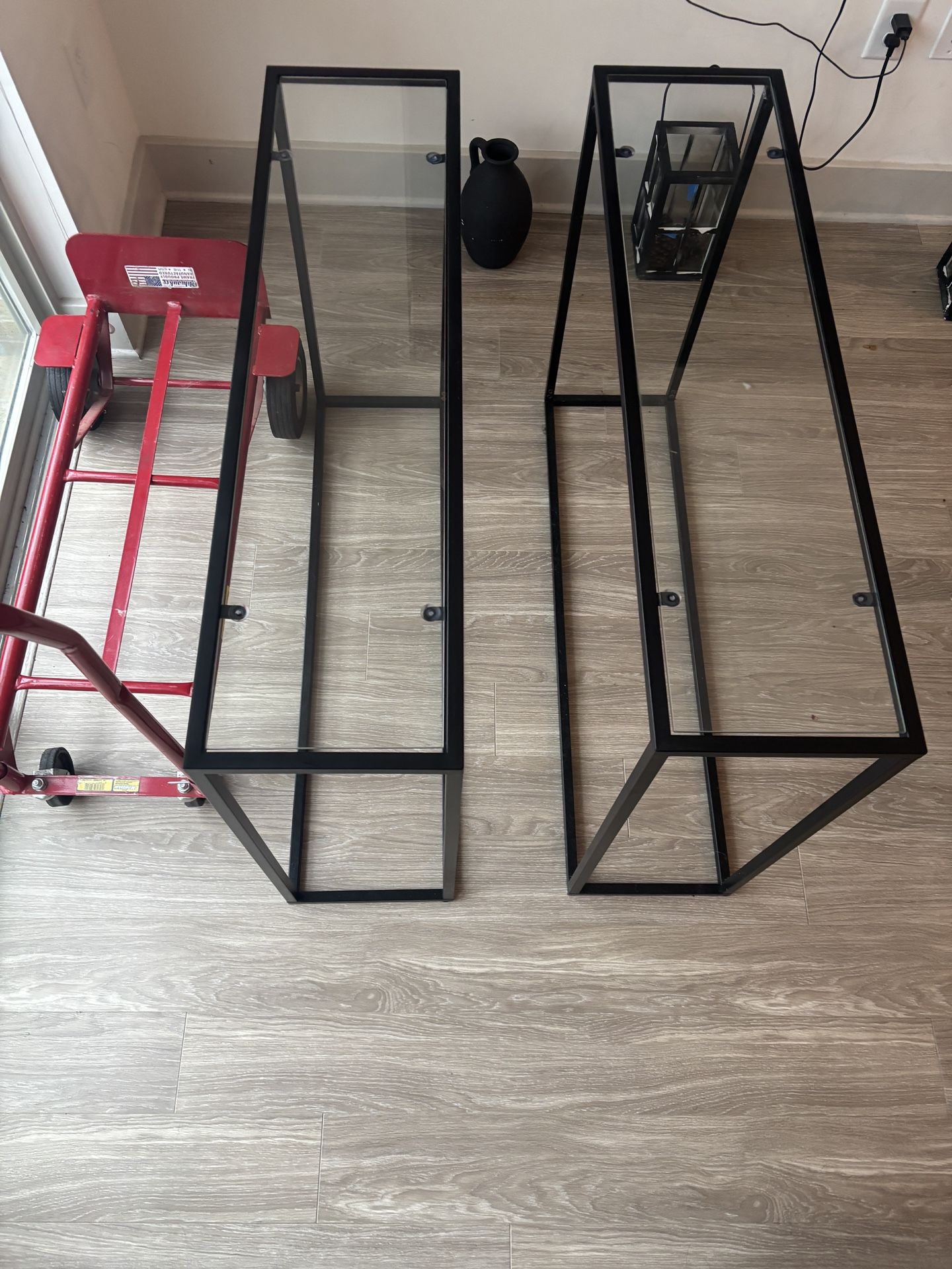 New Black Glass Top Entryway Table