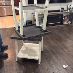 Grey And White Distressed Wood End Tables 