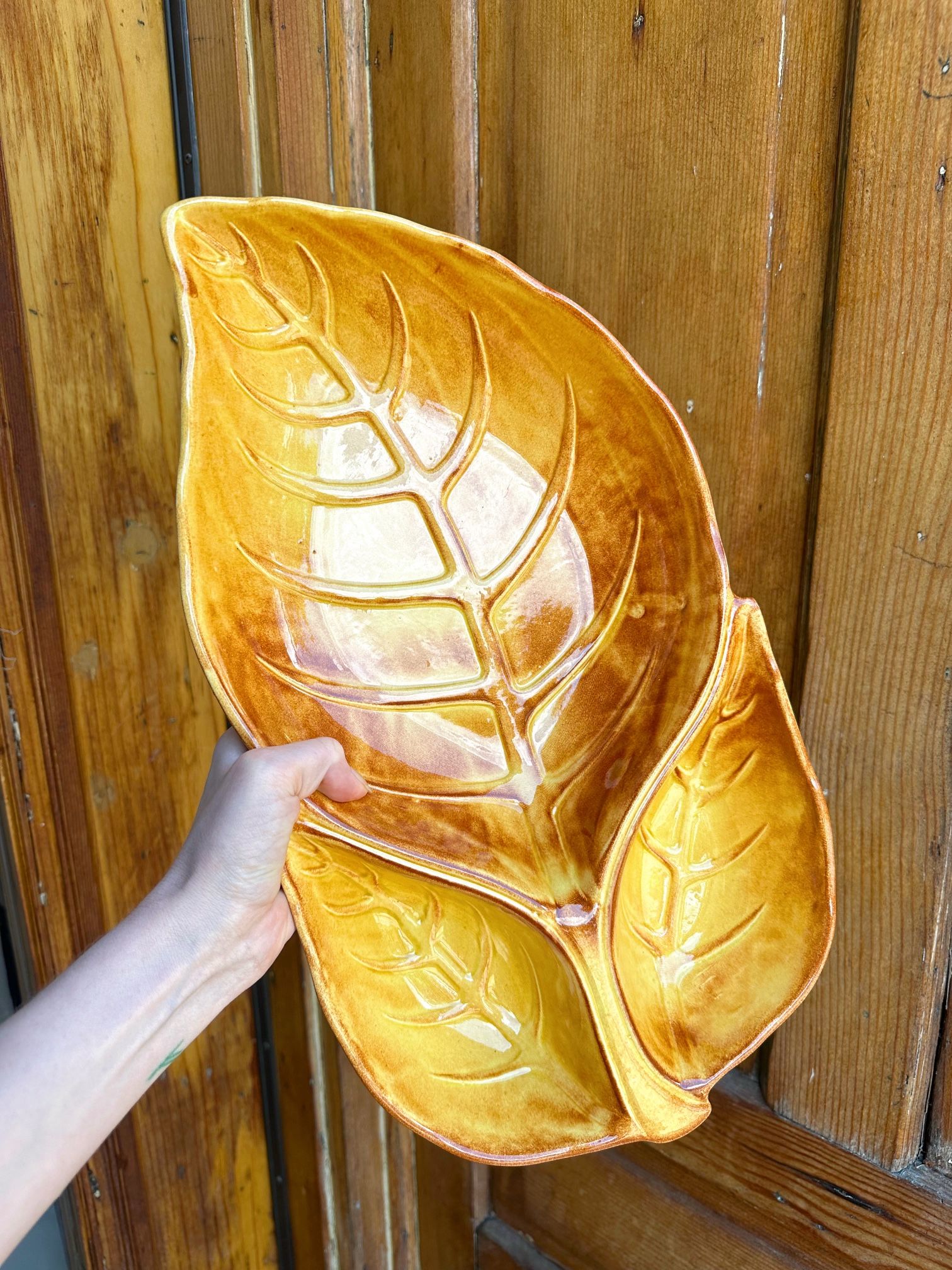 Large Vintage California Pottery Leaf Tray MCM