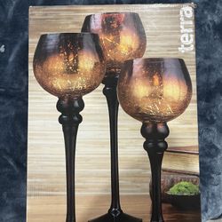 Terra Set Of 3 Candle Hurricanes 
