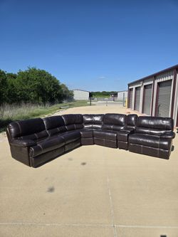 Dark brown leather Sectional