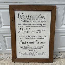 Wooden Wall Decor Sign Life Is Amazing Quote 32x42