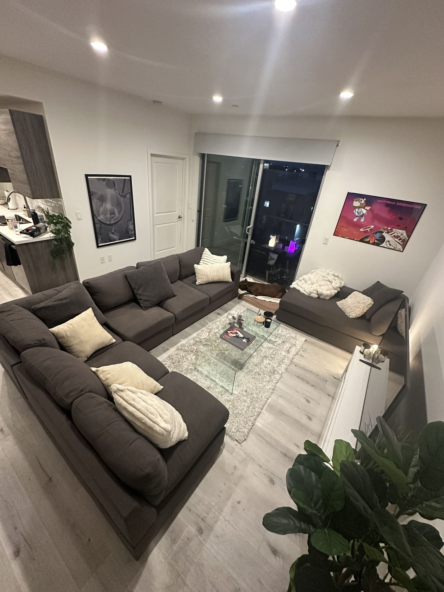 Dark Grey Sectional Couch W Chaise For Sale