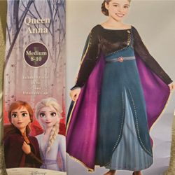 NEW Disney Frozen 2 Queen Anna Girls Halloween Costume Medium 8-10