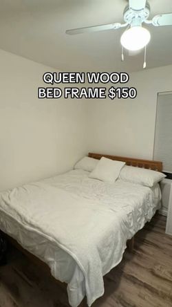 Queen wood bed frame