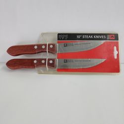 Royal Norfolk Stainless-Steel, 10’’Steak Knives, Set Of 2, NEW.

10" STEAK KNIVES
Set of 2 Knives with Jumbo Wooden Handle

• Mirror finish

stainless