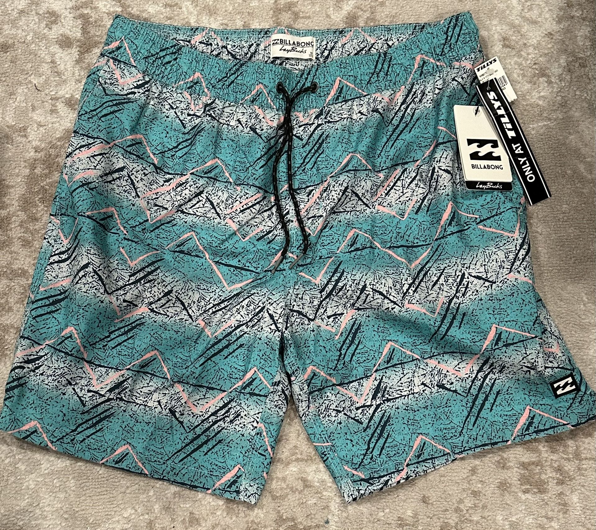 BILLABONG Good Times Layback Blue Jubilee Mens Volley Shorts Mens Medium 