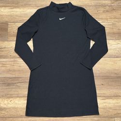 Nike Long Sleeve Mock Neck Long Length Black Dress Womens XL DR5634-010