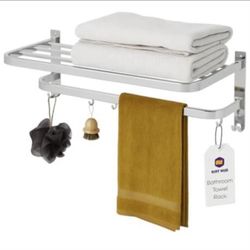 Premium 24 Inch Stainless Steel Foldable Towel Rack with | Bathroom Towel Hol...