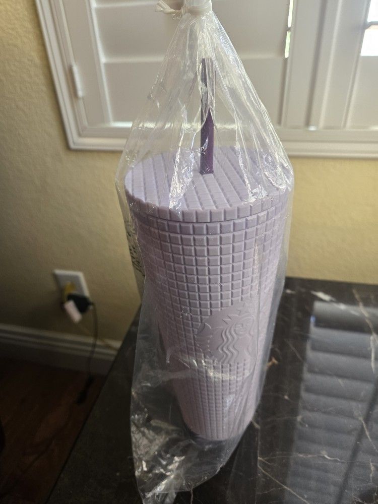 New Starbucks 24oz Lilac Color Grid Design Tumbler