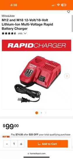 Milwaukee M12 & M18 Rapid Battery Charger