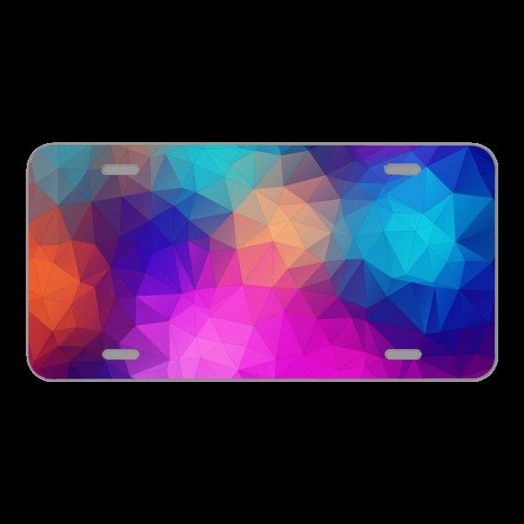 License Plare Novelty Car Front Triangles Polygon Color Pink Violet