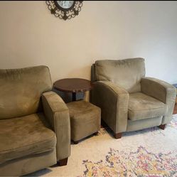 2 Reclining Sofa Chairs with Ottoman