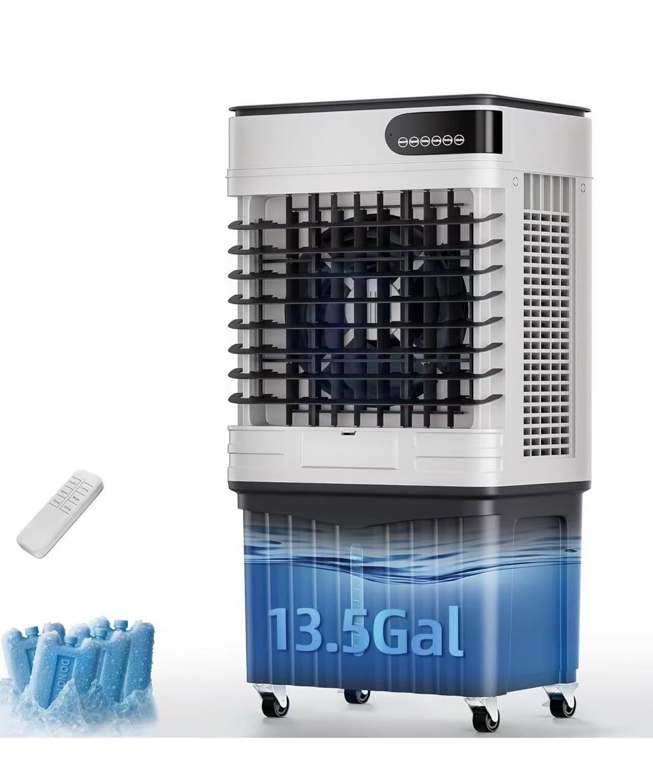 Cooler Air Conditioners, Large 13.5 Gal Tank for 7d Cooling, 4-IN-1 Portable evaporative cooler with LED Touch Screen, 3 Fan Speeds, 12H Timer & Remot