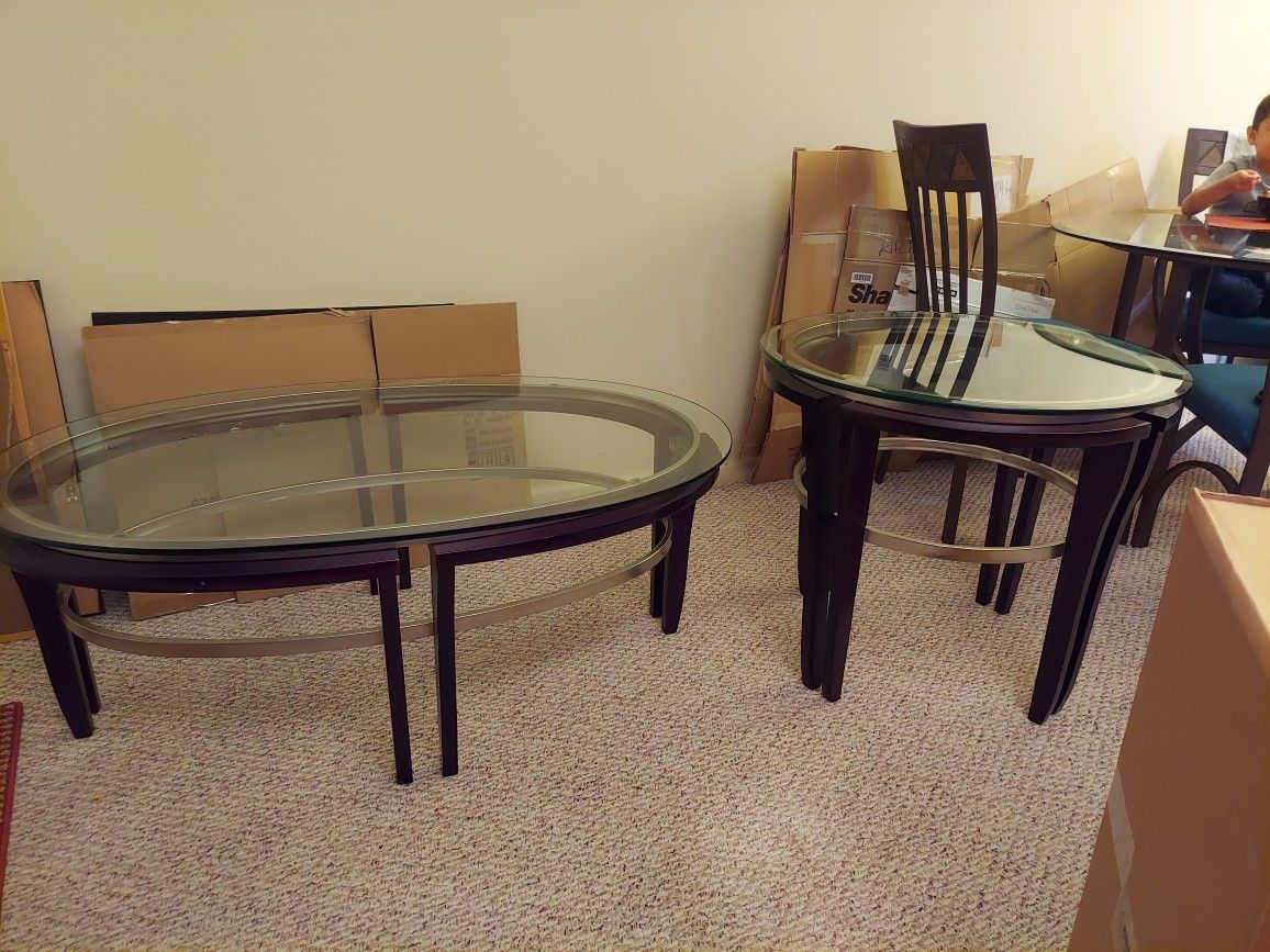 Wood And Glass Tables!! EXCELLENT CONDITION