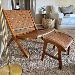 Wooden chair and ottoman