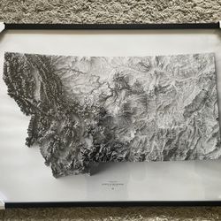 Montana Map Framed 20x28” – Black and White Wall Art