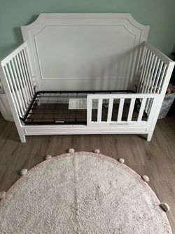 White crib & toddler bed with dresser