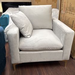 BNIB Suede Couch Chair With Gold Accents 