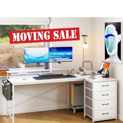 Eyerson L-Shaped Metal Base Writing , Computer Desk with Power Outlet