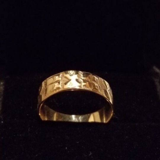8k Rose Gold Vintage Style Textured Band Size 7 1/4 - Item # 8